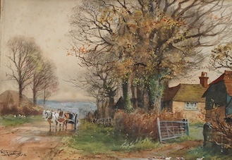 Henry Charles Fox (1855-1929), watercolour, Scene near Crowborough, signed, 25 x 36cm. Condition - poor